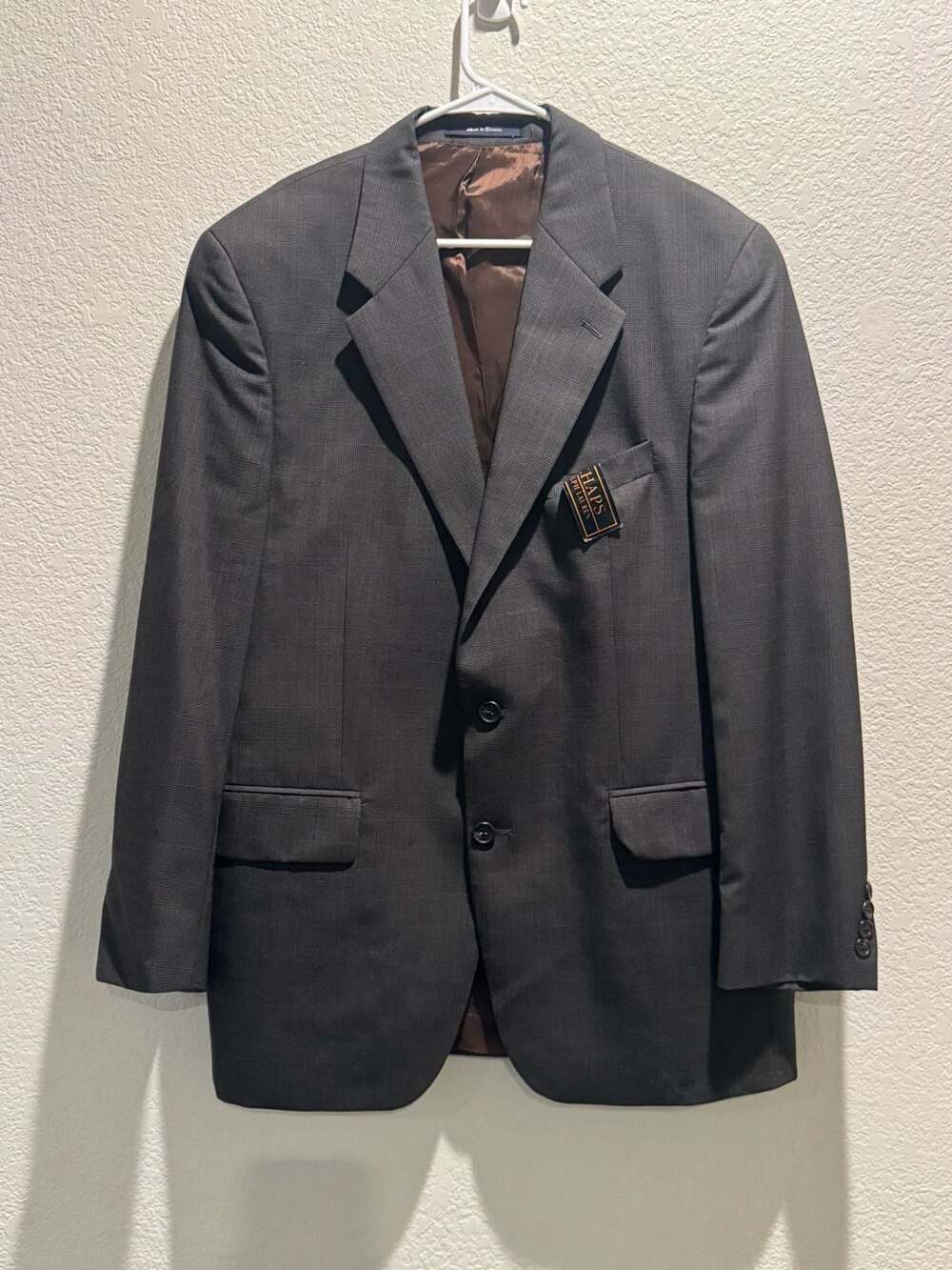 Chaps Ralph Lauren Mens Gray Plaid Two Button Blazer Sport Coat Jacket